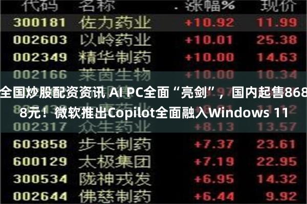全国炒股配资资讯 AI PC全面“亮剑”，国内起售8688元！微软推出Copilot全面融入Windows 11