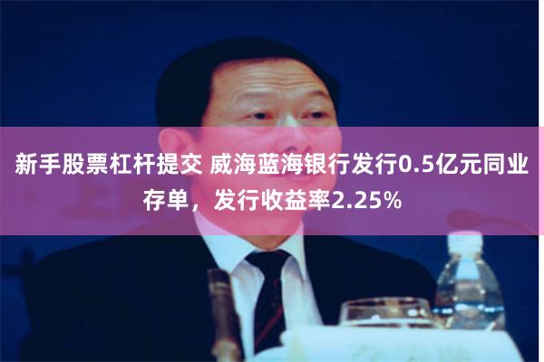 新手股票杠杆提交 威海蓝海银行发行0.5亿元同业存单，发行收益率2.25%